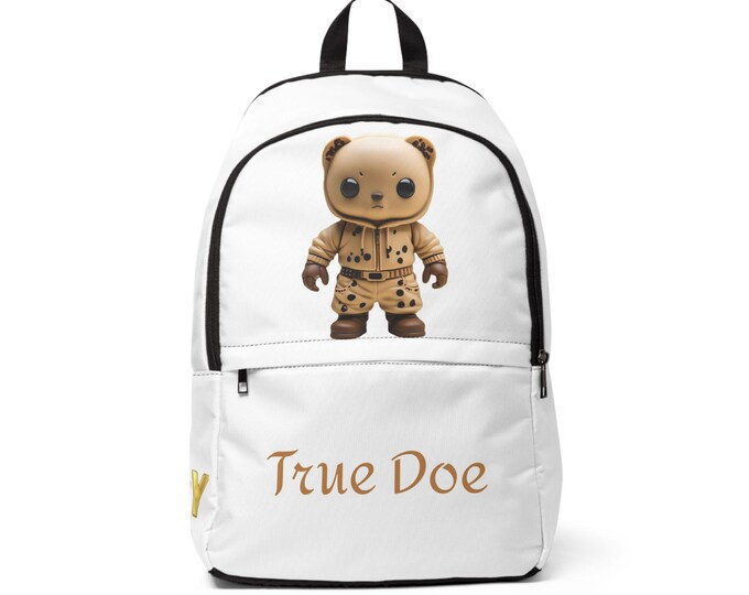 True Doe DizzyAmsterdam Icon, Whimsical Bear Fabric Backpack - Cute, Fun, Casual, Gift, School Use; Adventure, Travel, Back to School