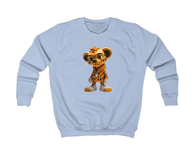 Cheetah Bo Icon, DizzyAmsterdam Original Style, Kids Sweatshirt, Cozy Kids Clothing, Birthday Gift for Children,