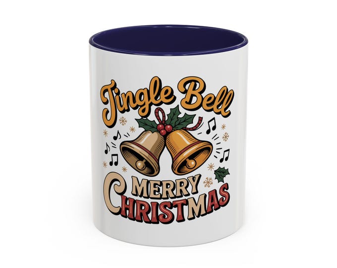 Festive Jingle Bell Coffee Mug, Christmas Gift, Holiday Mugs, Winter Decor, Musical Coffee Cups, Seasonal Drinkware