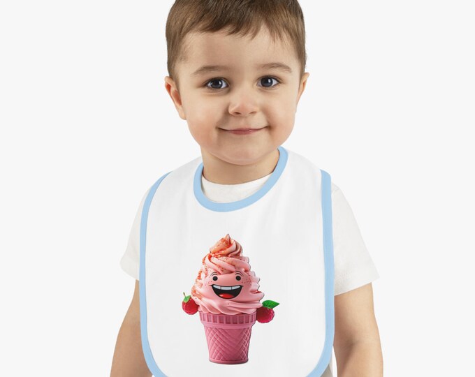 Cute Ice Cream Jersey Bib for Babies, Funny Baby Gift, Toddler Bib, Cute Baby Apparel, Baby Shower Gift, Playful Feeding Accessory