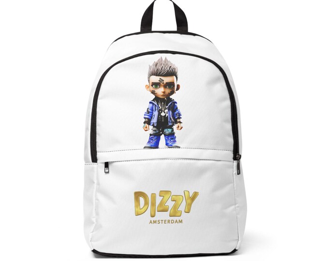 Icon, Unisex Backpack with Dizzy Amsterdam Design, Stylish Backpack for Teens, Customizable School Bag, Trendy Travel Backpack,