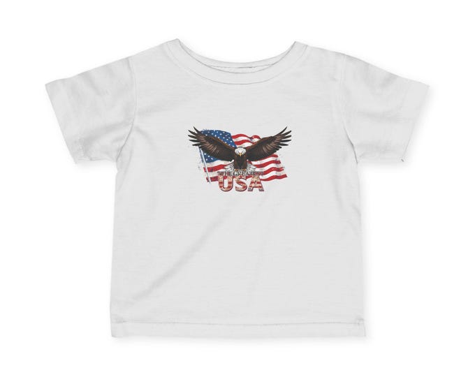 Patriotic Infant Tee, USA Eagle Design, Baby Boys & Girls, Cute Outfit for 4th of July, Toddler Gift, Independence Day Shirt