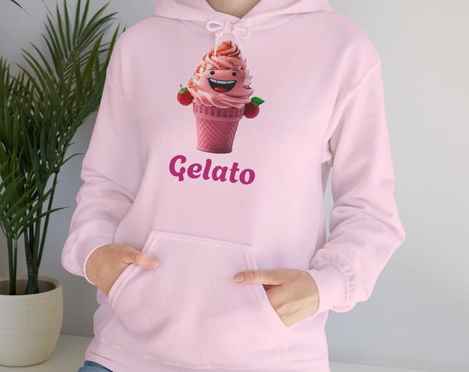 Gelato Hoodie, DizzyAmsterdam Style - Fun Unisex Hooded Sweatshirt, Winter Warmth, Gift for Ice Cream Lovers,