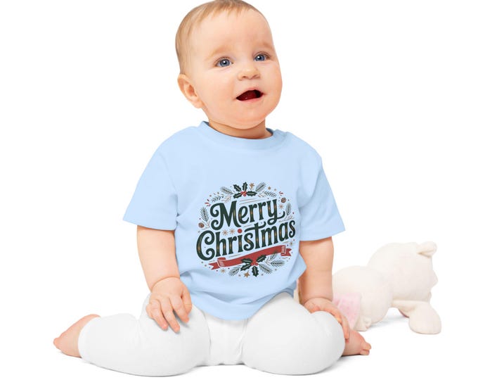 Baby Christmas T-Shirt, Merry Christmas Baby Tee, Infant Holiday Top, Cute Baby Shirt, Baby Shower Gift, Festive Baby Clothes