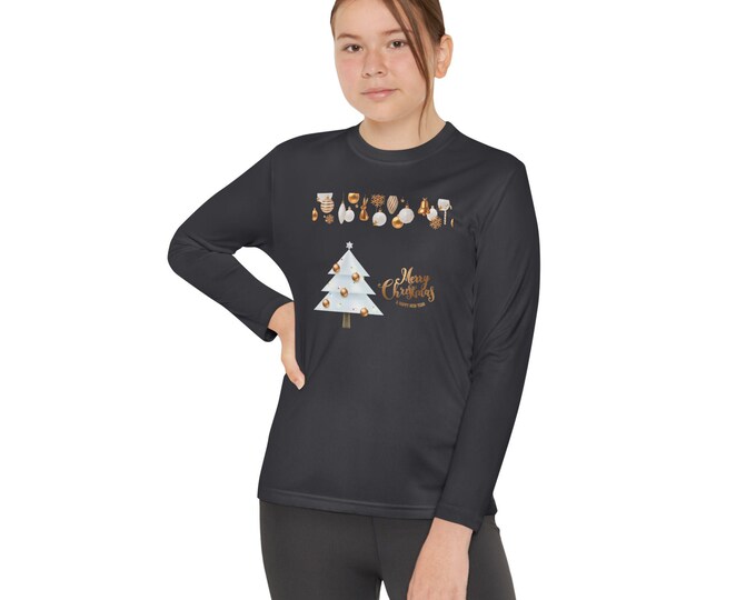 Youth Christmas Long Sleeve Tee, Holiday Youth Shirt, Merry Christmas Gift, Kids Winter Apparel, Festive Youth Top