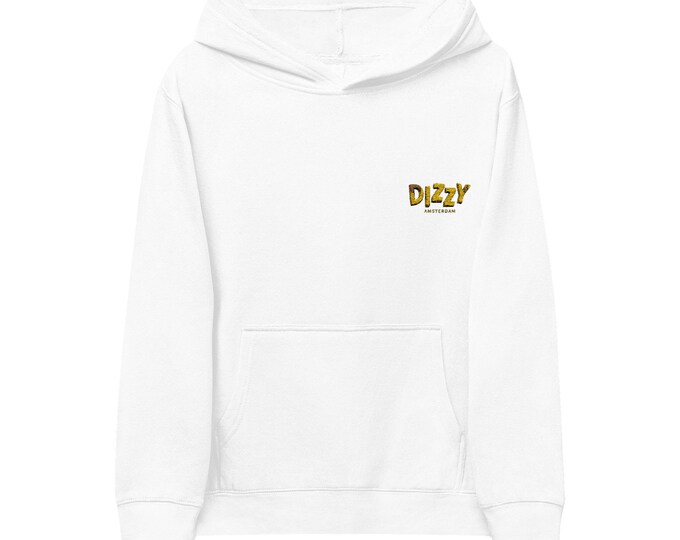 DizzyAmsterdam Original Style, Cozy Kids Embroidered Fleece Hoodie - Perfect for Playdates, Back to School, Gifts, Birthdays, Casual Wear