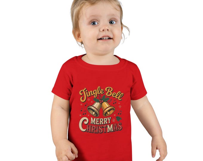 Toddler Christmas Tee - Jingle Bell Merry Christmas T-Shirt, Holiday Gift, Kids Clothes, Christmas Outfit, Cute Toddler Apparel