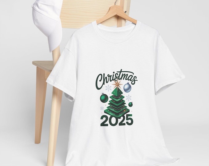 Christmas 2025 Unisex Heavy Cotton Tee, Holiday Shirt, Festive Apparel, Christmas Gift, Casual Wear, Seasonal Clothing