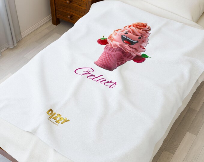 Gelato Icon, DizzyAmsterdam Style, Cute Gelato Plush Blanket - Soft Snuggle for Kids, Perfect for Gift, Home Decor, Summer Vibes