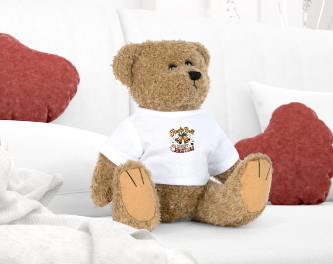 Holiday Plush Toy with T-Shirt, Cute Gift, Stuffed Animal, Christmas Bear, Adorable Toy for Kids