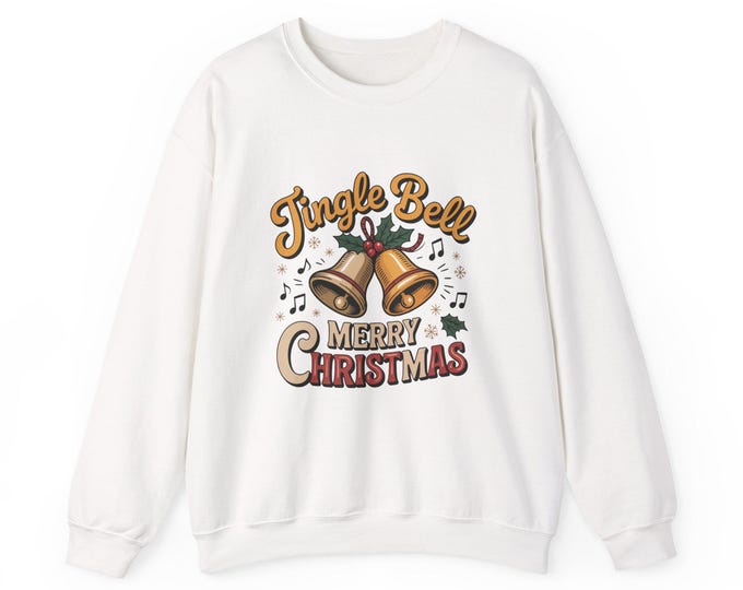 Jingle Bell Merry Christmas Sweatshirt, Cozy Holiday Crewneck, Christmas Gift for Him/Her, Festive Sweatshirt, Winter Wear