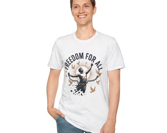 Freedom for All Unisex Softstyle T-Shirt | Inspire Change, Activism Apparel, Equality Gift, Casual Wear, Statement Tee