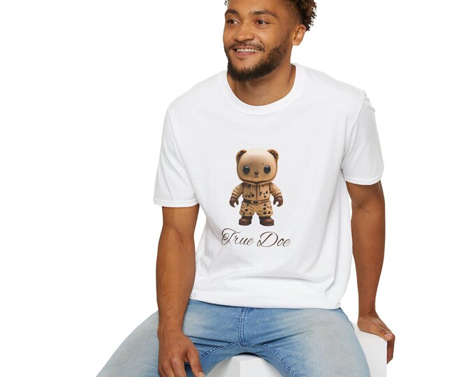 True Doe Icon, DizzyAmsterdam Style, Cute Bear Graphic T-Shirt, Unisex Cotton Tee for Casual Wear, Birthday Gift, Animal Lover Shirt