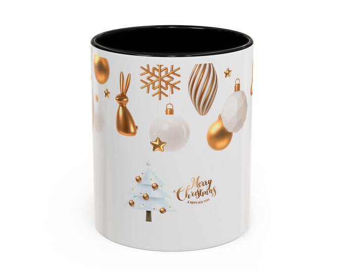 Elegant Holiday Accent Coffee Mug - Perfect for Christmas, Hot Cocoa, Gifts, Kitchen Decor, Festive Cheer!
