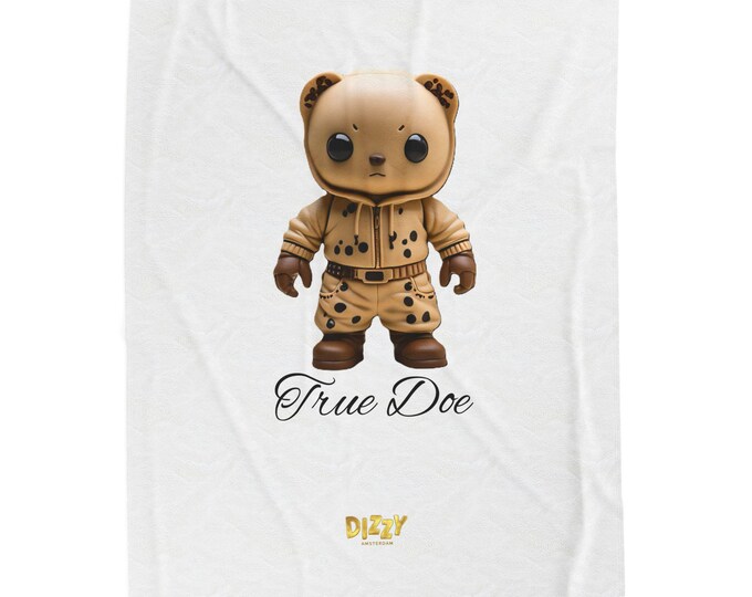True Doe Icon, DizzyAmsterdam Original Style, Cozy Velveteen Plush Blanket Featuring 'True Doe' Design -Gift, Comfort, Cuddle