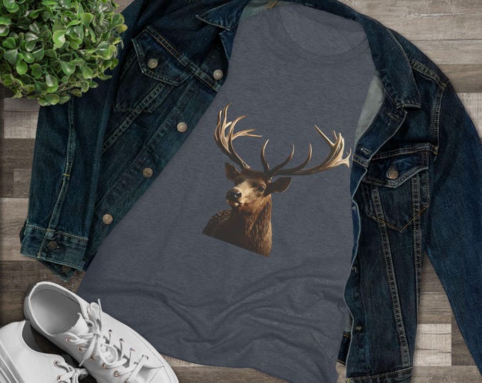 Women's Deer Graphic Tee, Nature Lover Shirt, Wildlife Apparel, Gift for Her, Outdoor Enthusiasts, Casual Vintage Style