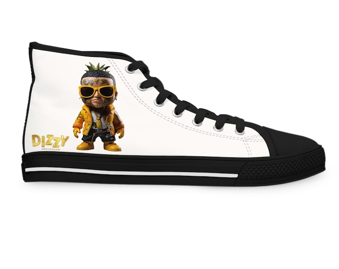 DizzyAmsterdam Original Icon, PineApple Express. Trendy Women's High Top Sneakers, Stylish Sneakers for Casual Wear, Unique Footwear