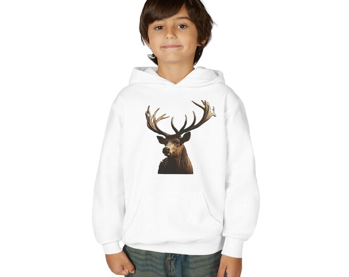 Nature-Inspired Youth Hooded Sweatshirt | Animal Art, Forest Theme, Gift for Adventurers, Cozy Fall Wear, Unique Apparel