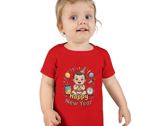 Happy New Year Toddler T-Shirt, Cute Kids' Tee for New Year Celebrations, Holiday Gift for Toddlers, Fun Baby Outfit, New Year Party Wear