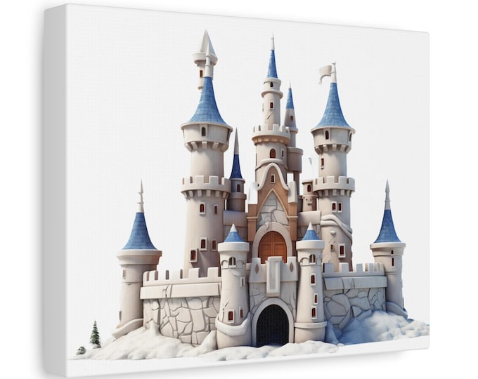 Fairytale Blue Roof Castle Matte Canvas
