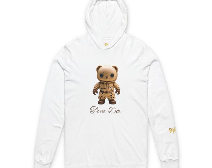 True Doe Icon, DizzyAmsterdam Style, Cozy Unisex Hooded Tee with Cute Bear Design, Casual Wear, Gift for Animal Lovers, Ideal for Birthday