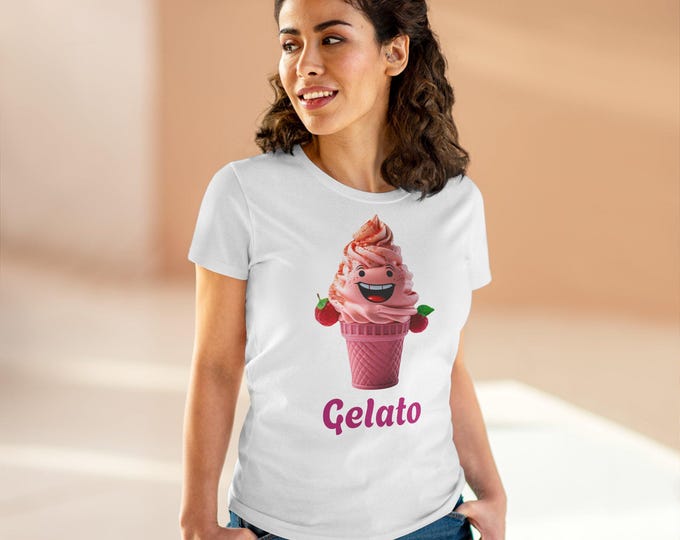 Gelato, DizzyAmsterdam Style, Cute Gelato T-Shirt for Women | Sweet Dessert Tee, Summer Outfit, Ice Cream Lover Gift, Birthday, Casual Wear
