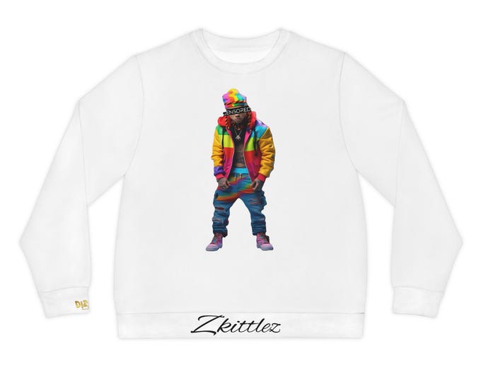 Zkittlez Icon, DizzyAmsterdam Style, Vibrant Urban Style Sweatshirt, LightweightAOP Sweater, Hip Hop Fashion, Colorful Art Apparel, Cool