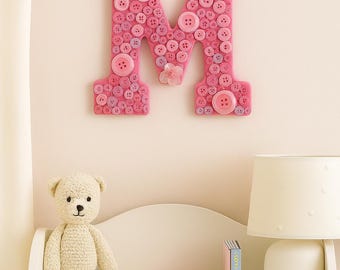 Personalized Button Monogram | Initial Letter | Wood