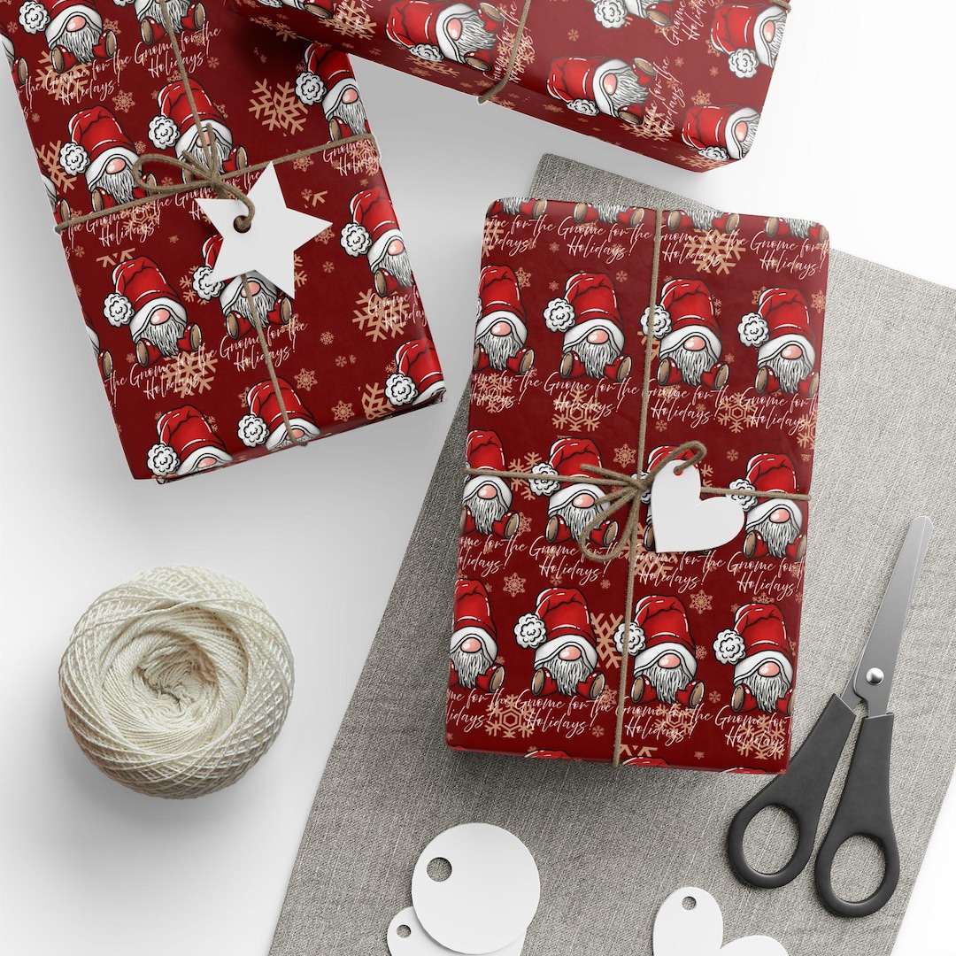 Christmas Wrapping Paper, Festive Holiday Gift Wrap, Merry Santa Design ...