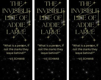 Marcapáginas imprimibles de La vida invisible de Addie LaRue / Accesorios de lectura atemporales / Descarga instantánea