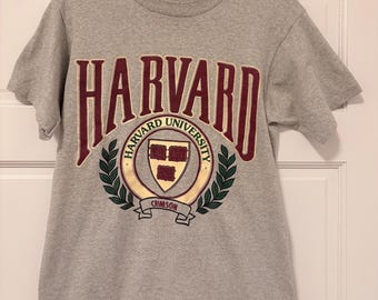 Vintage Harvard University Crimson T-Shirt | Heather Gray 90s College Graphic Tee