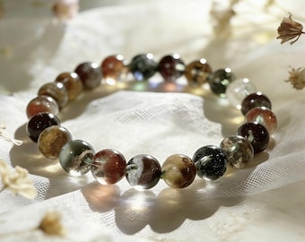 10mm Garden Quartz Stretch Bracelet | Scenic Lodolite Quartz | Hand-Selected Natural Beads