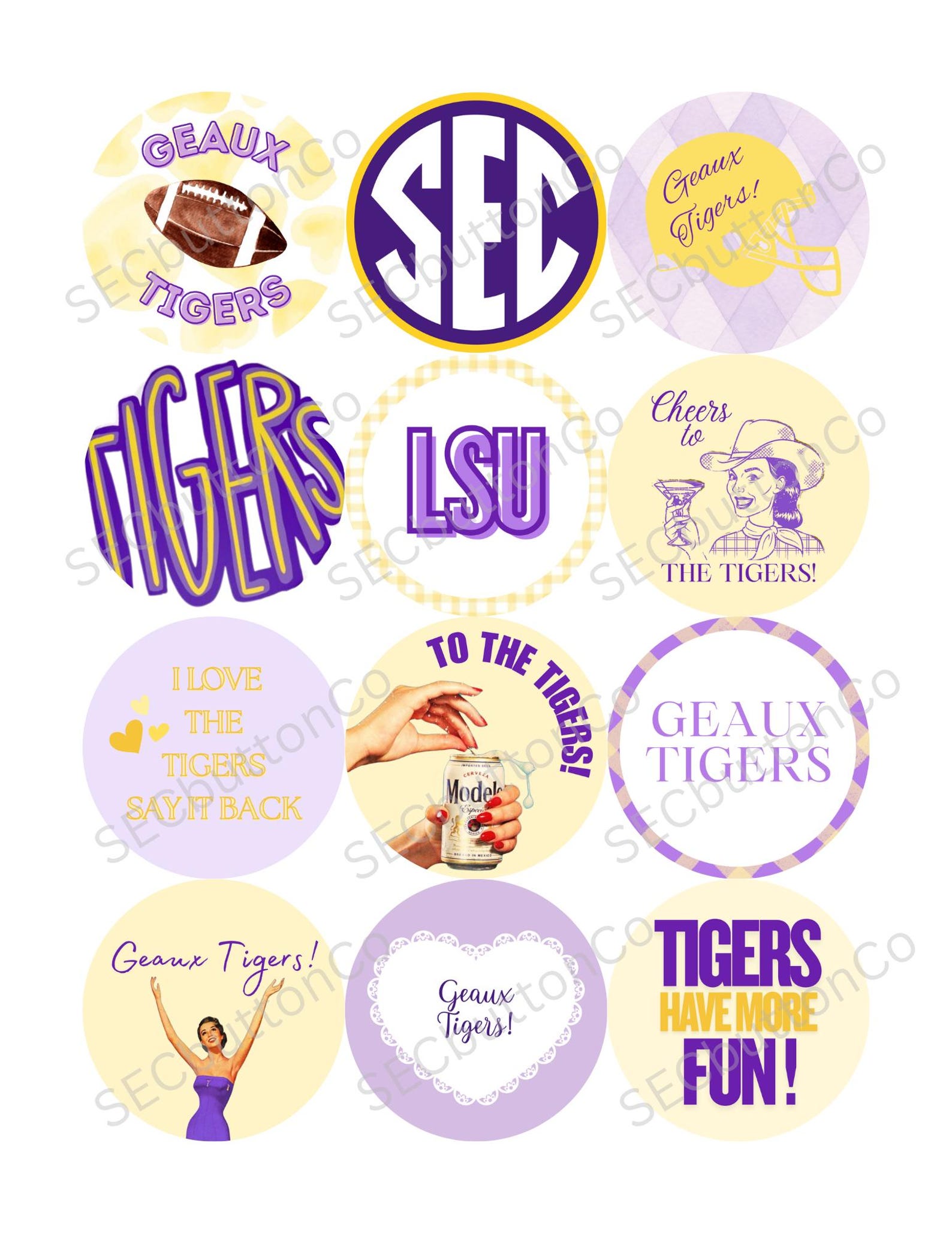 LSU Gameday Buttons - Etsy