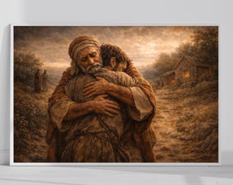 The Prodigal Son Embrace Wall Art, Christian Canvas Print