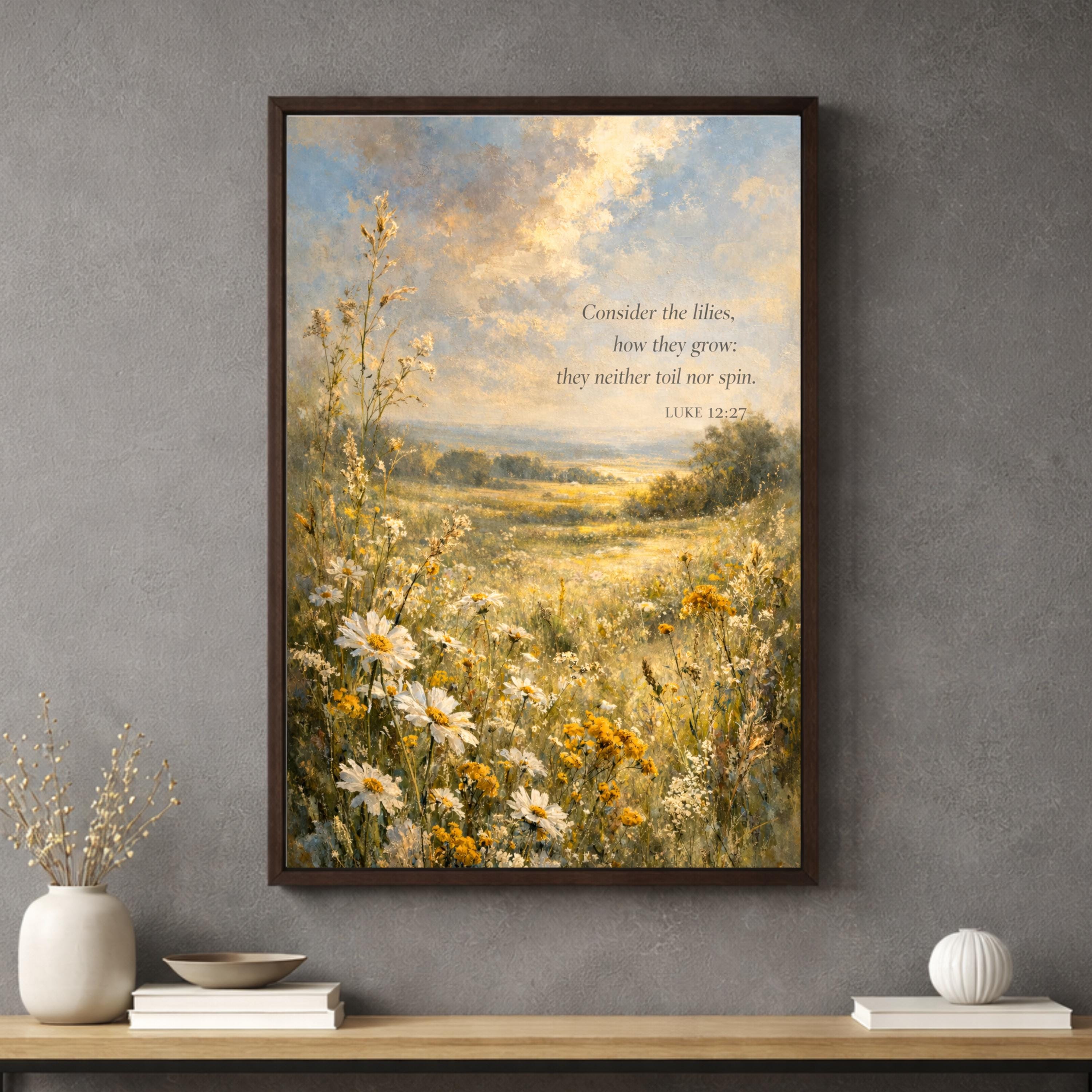 Scripture Art Print, Luke 12:27 Scripture Landscape, Christian Wall Art ...