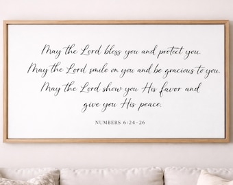 May the Lord Bless You Wall Art | Numbers 6:24–26 Scripture Sign | Christian Farmhouse Decor | Minimalist Bible Verse Canvas Art Print Gift