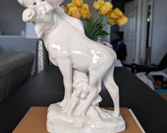 Large Vintage Lomonosov Porcelain Moose Figurine - Made in Russia (CT224)