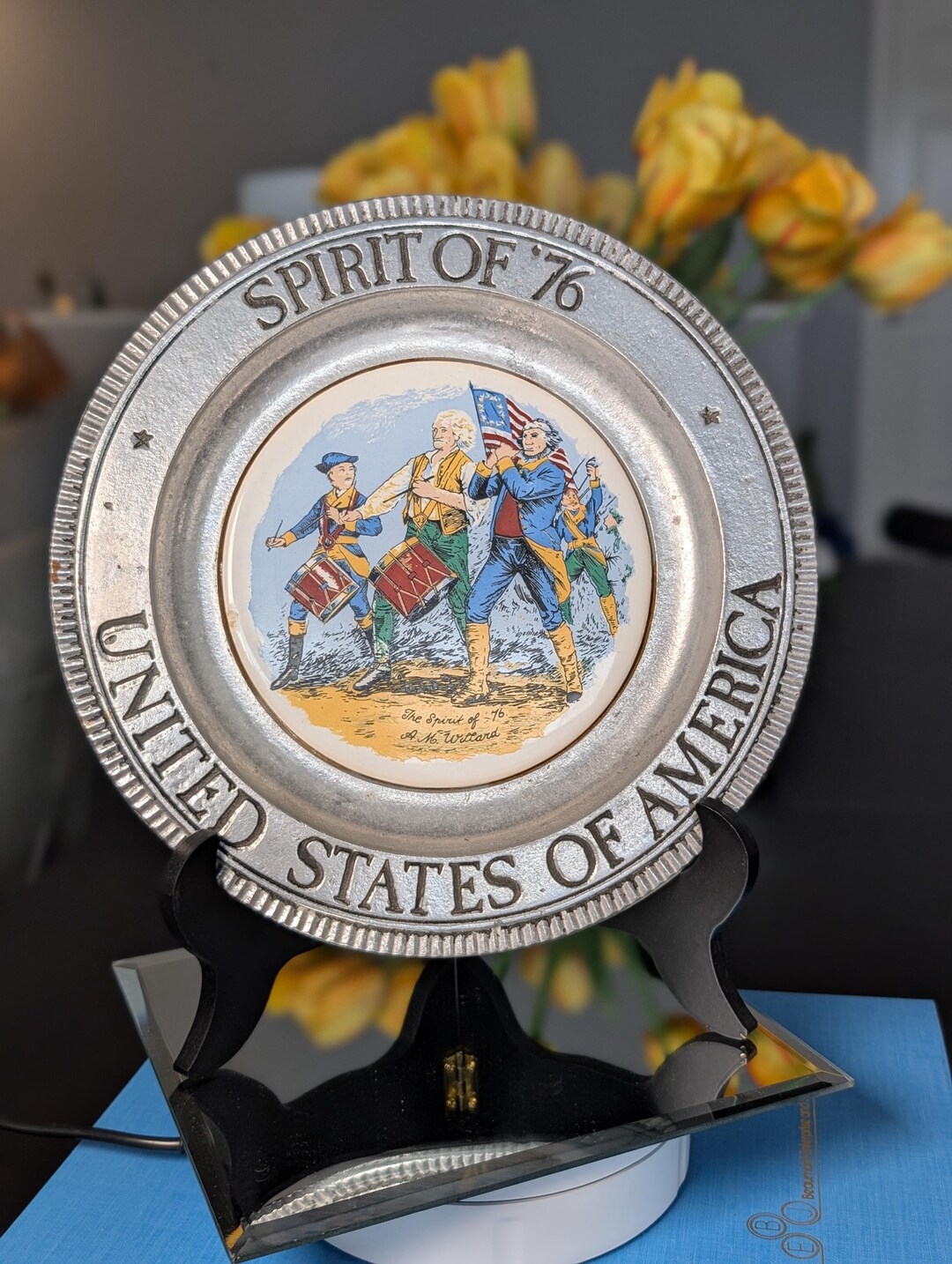 Vintage Spirit of 76 Pewter Plate, US Bicentennial Commemorative ...