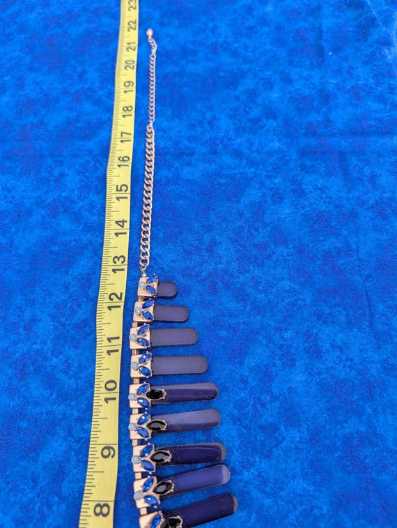 Blue Crystal Statement Necklace, Gold-Tone Radial… - image 3