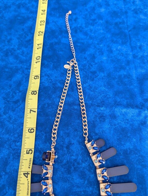 Blue Crystal Statement Necklace, Gold-Tone Radial… - image 7