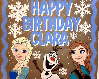Frozen Hand-Painted Brown Paper Banner