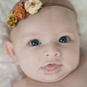 Newborn headband, Baby Headband, Flower headband, Newborn photo prop, Brown headband image 3