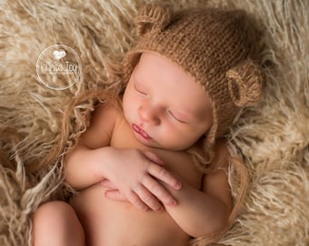 Newborn Teddy bear hat, 8 colors, Newborn hat, Newborn bonnet, newborn photography prop, newborn prop bonnet