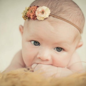 Newborn headband, Baby Headband, Flower headband, Newborn photo prop, Brown headband image 2