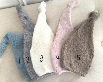 Newborn hat, 5 colors, Newborn sleepy hats, Newborn knitted hat, Newborn bonnet, newborn photography prop, baby sleepy hat