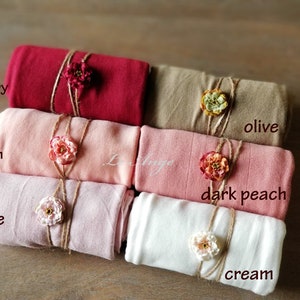 Envoltura y diadema para recién nacidos, 6 colores, conjunto de envoltura para recién nacidos, accesorios para fotos de recién nacidos, accesorios para fotos de bebés, halo para recién nacidos, diadema para bebés, accesorios para fotos de bebés