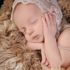 newborn lace bonnet, newborn photography prop, newborn prop bonnet