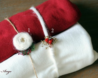 Newborn Christmas Headband, Newborn headband and wrap, Newborn Christmas prop, Baby Christmas headband, Christmas yarn tieback