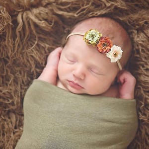 Newborn headband, Baby Headband, Flower headband, Newborn photo prop, Brown headband image 1