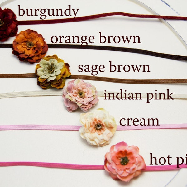 Set of 3 - Mini Rose Headbands - Choice of 6 Colors